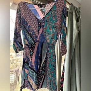 Flirty Patchwork Print Faux Mini